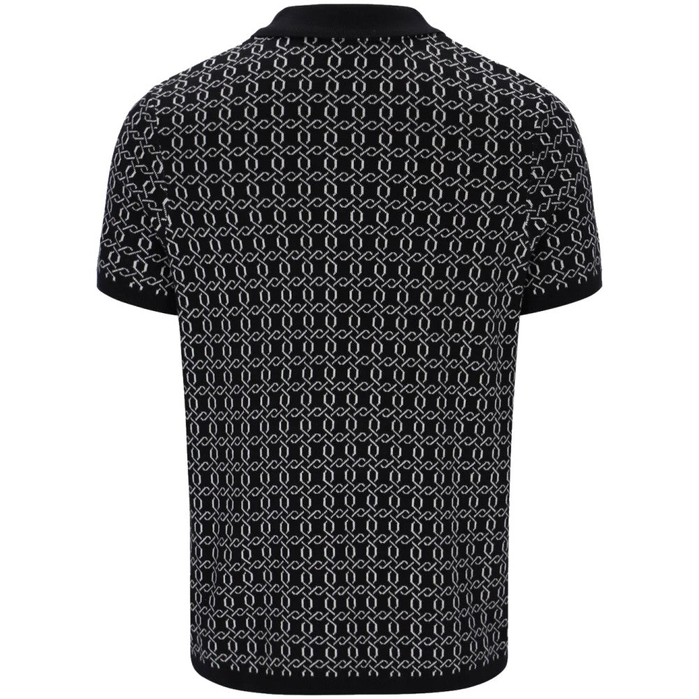 Fila Gold Collection Jacquard Knit Zip Polo Black