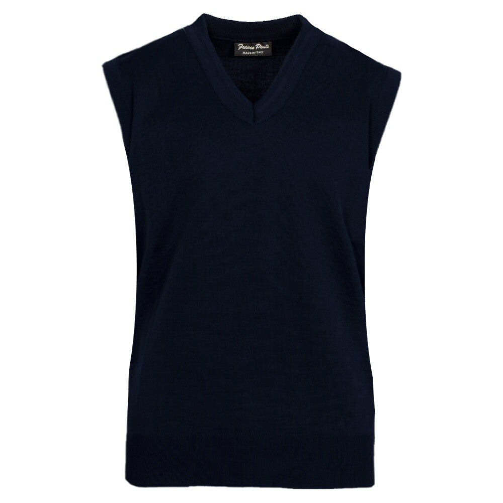 Franco Ponti Made in Italy Merino Wool V-Neck SLIPOVER Navy