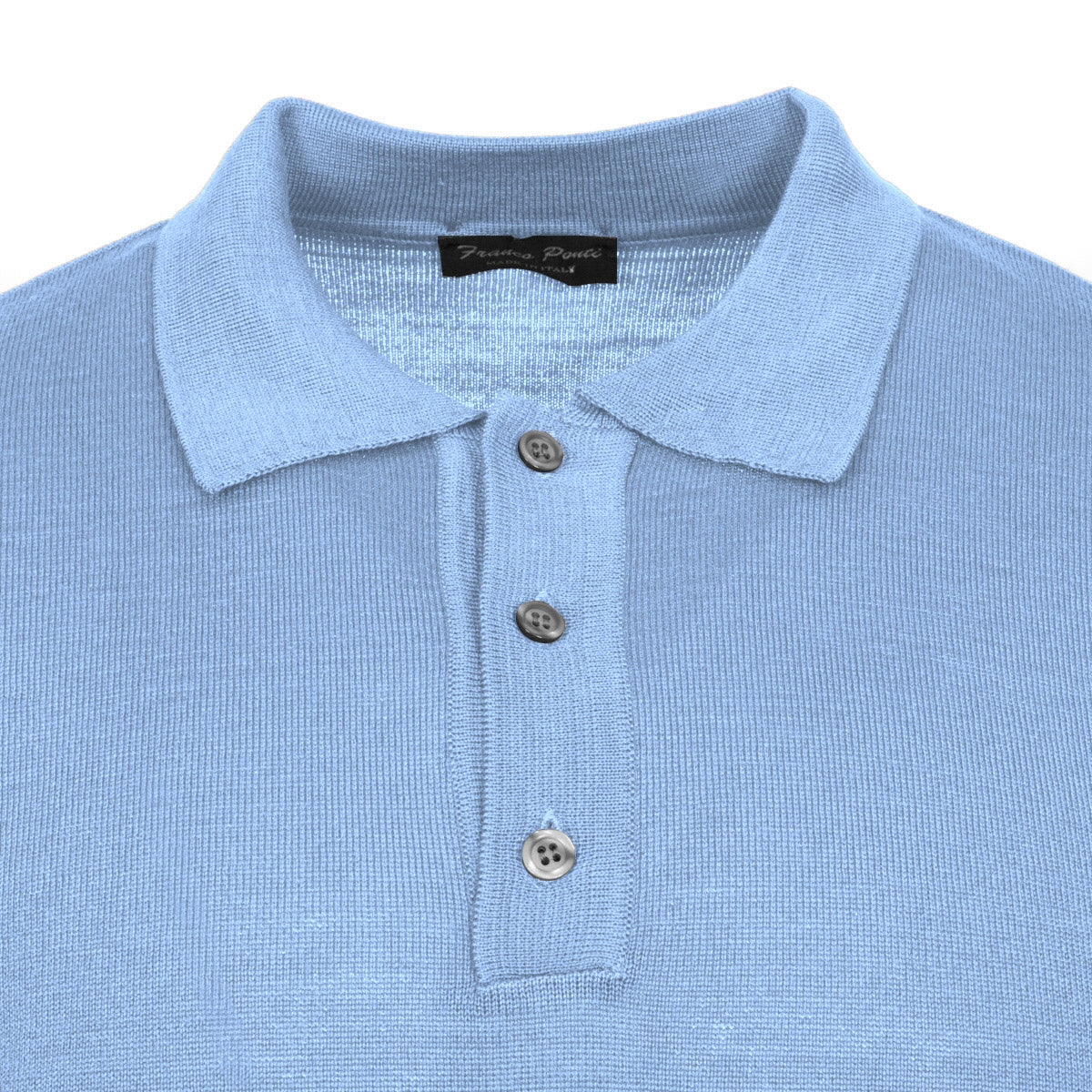 Franco Ponti Made in Italy Merino Wool Fine Gauge Knit POLO Sky