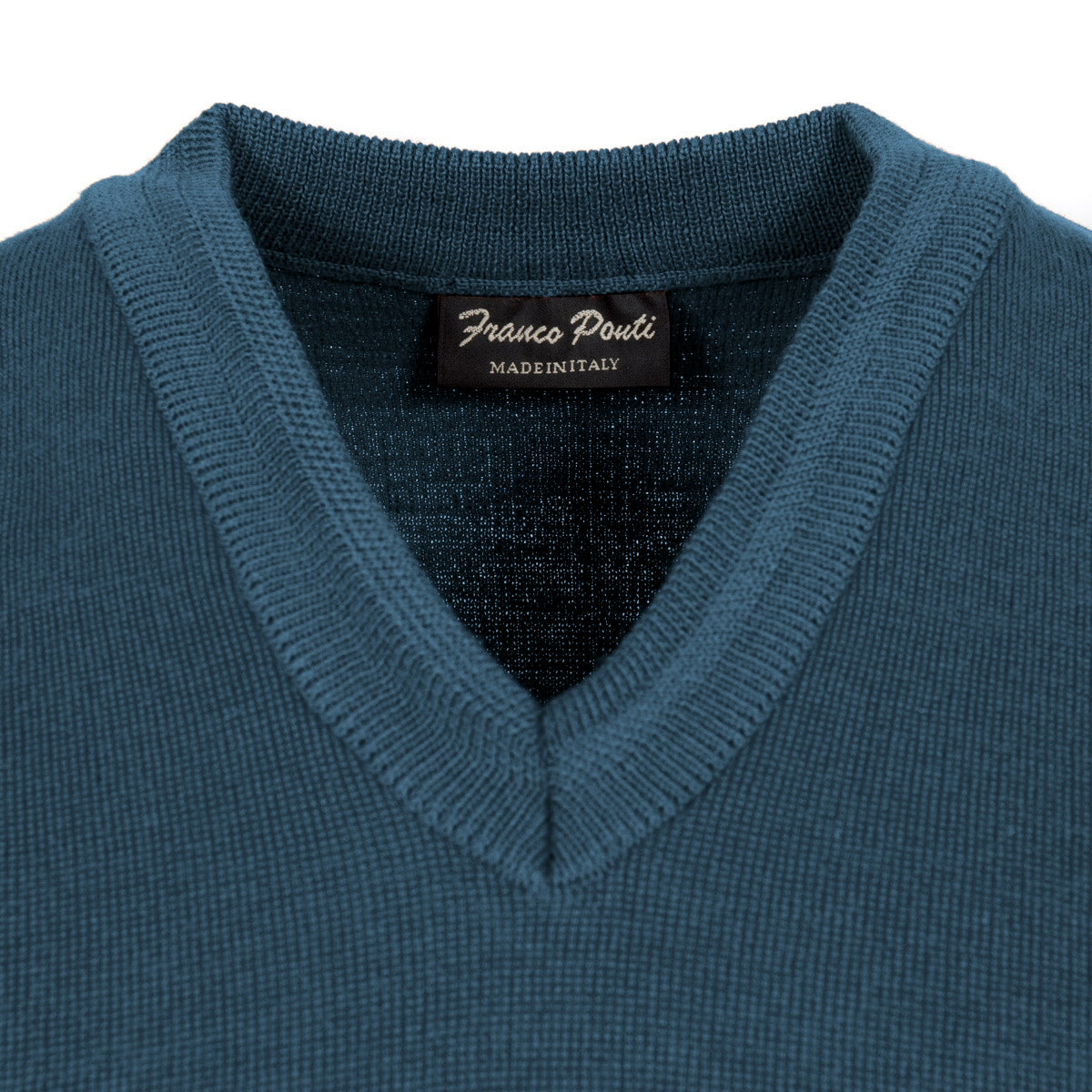 Franco Ponti Made in Italy Merino Wool V-Neck SLIPOVER Denim