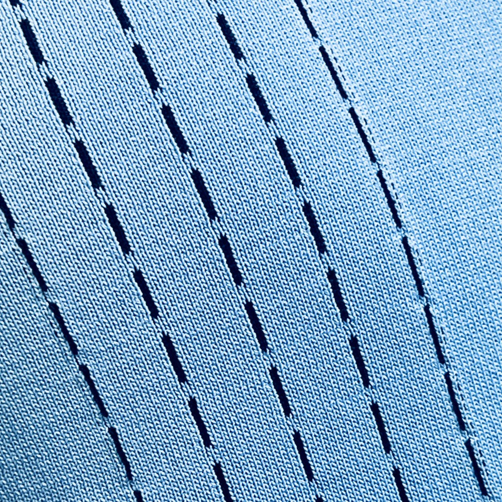 Gabicci Vintage Archive Darron Fine Gauge Zip Neck Polo Sky Blue