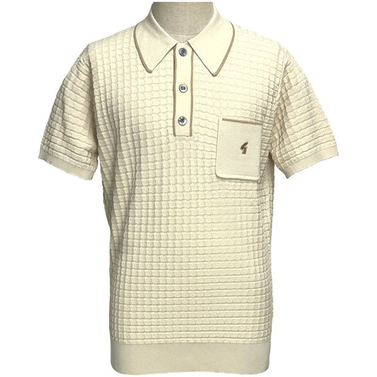 Gabicci Vintage Archive Roy Fine Gauge Waffle Polo Stone