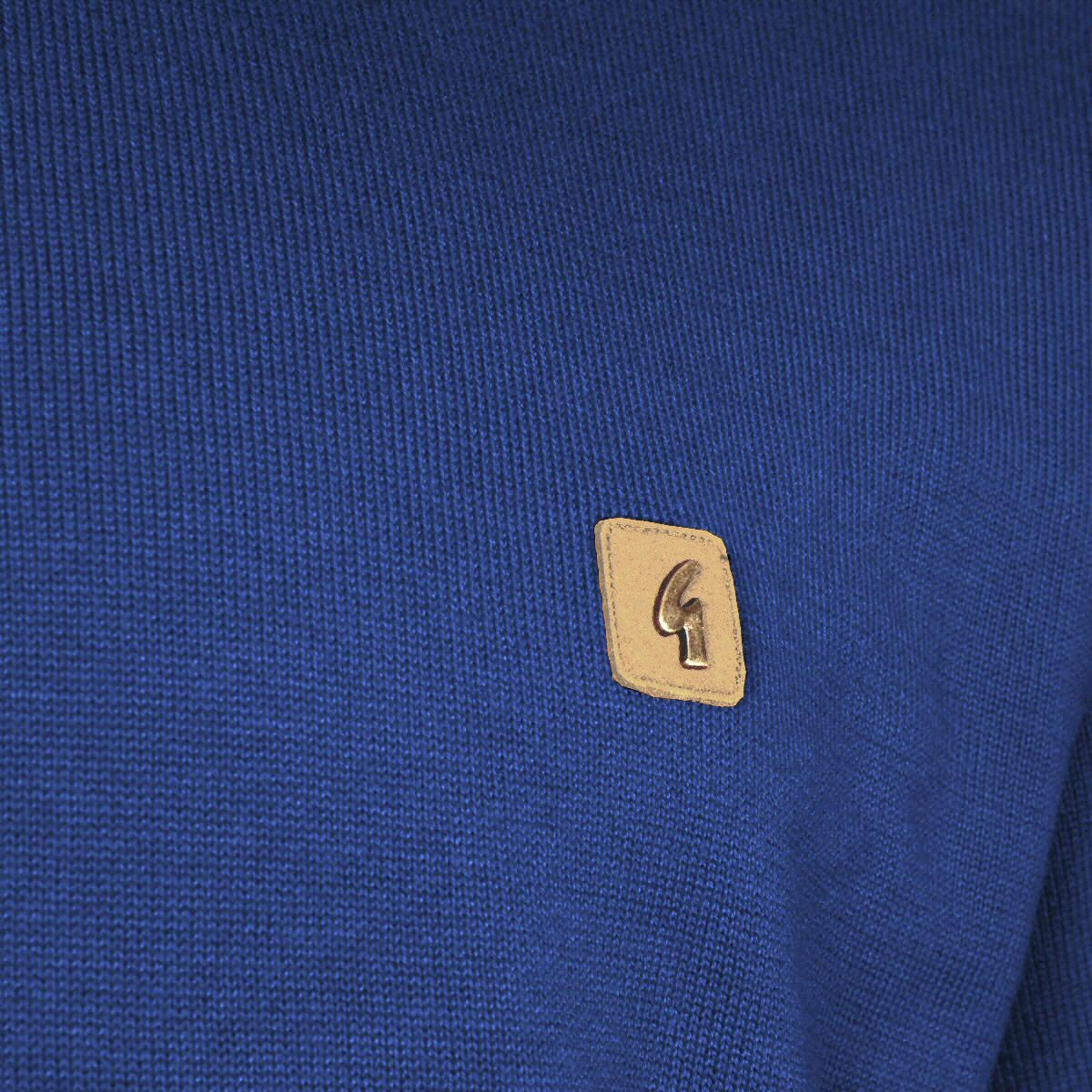 Gabicci Vintage Plain Knit Turtle Neck Pullover Mid Blue