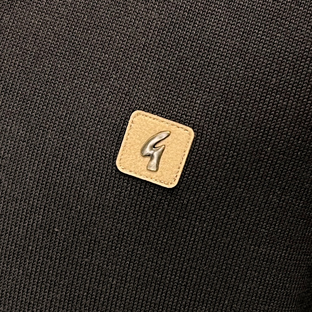 Gabicci Contrast Tipped Plain Fine Gauge Knit Polo Chocolate