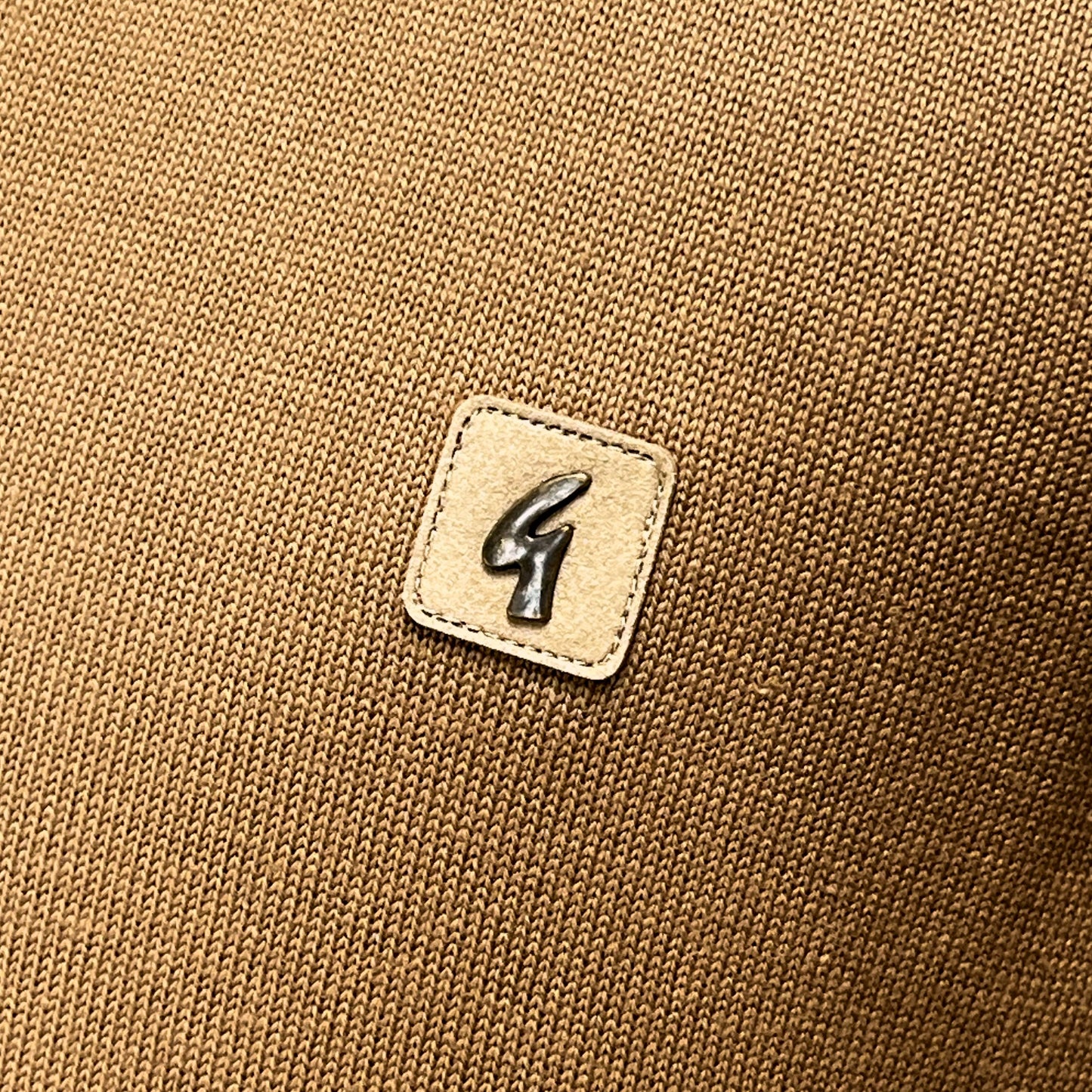 Gabicci Contrast Tipped Plain Fine Gauge Knit Polo Dark Sand