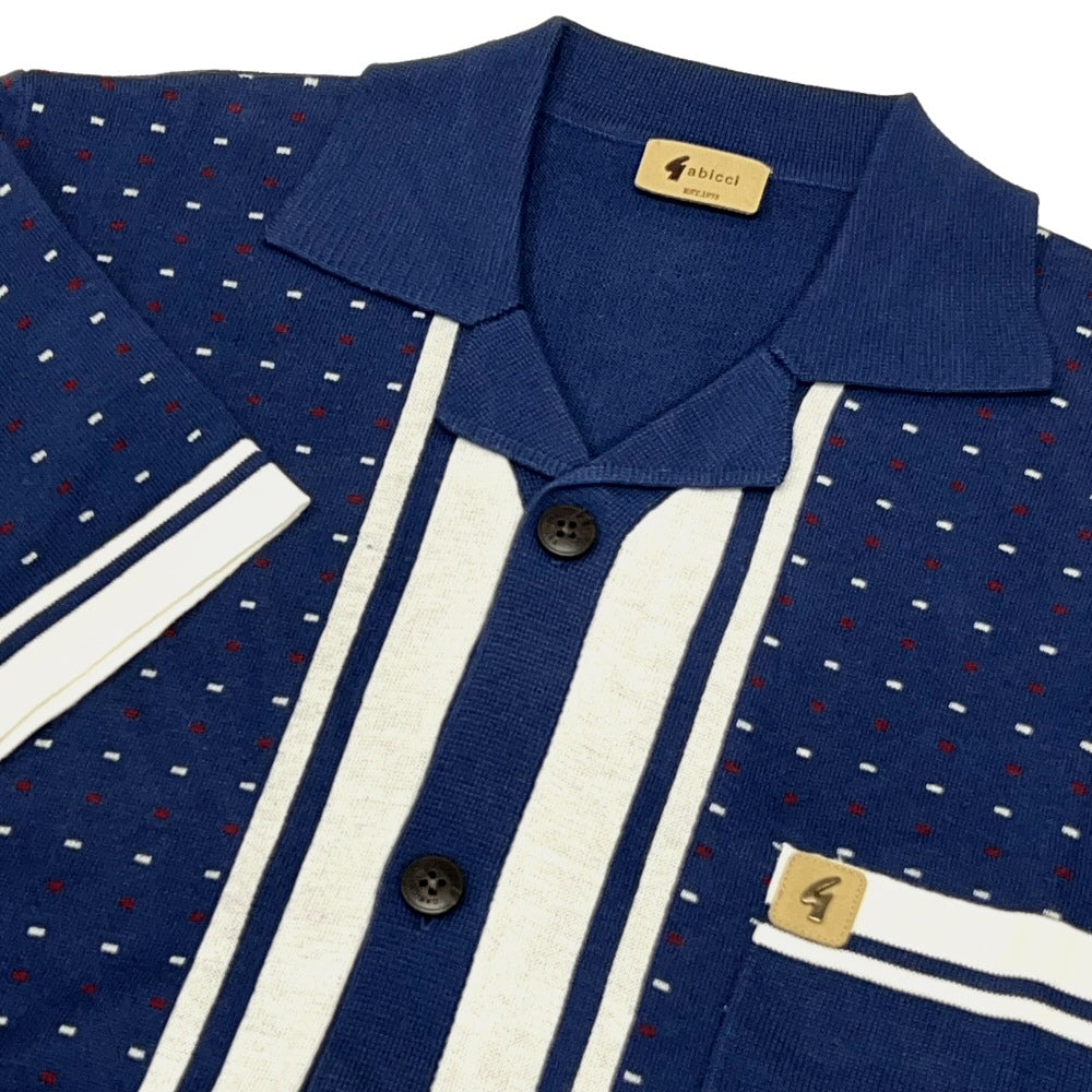Gabicci Vintage Reilly Revere Collar Fine Gauge Knit Cardigan Airforce