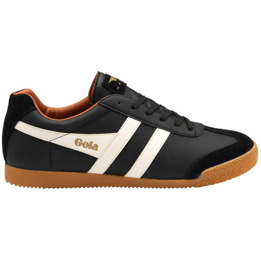 Gola Harrier Classic Twin Stripe Leather Trainer Black / White