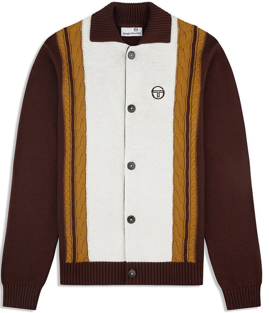 Sergio Tacchini Bruni Cable Knit Cardigan Ecru / Brown