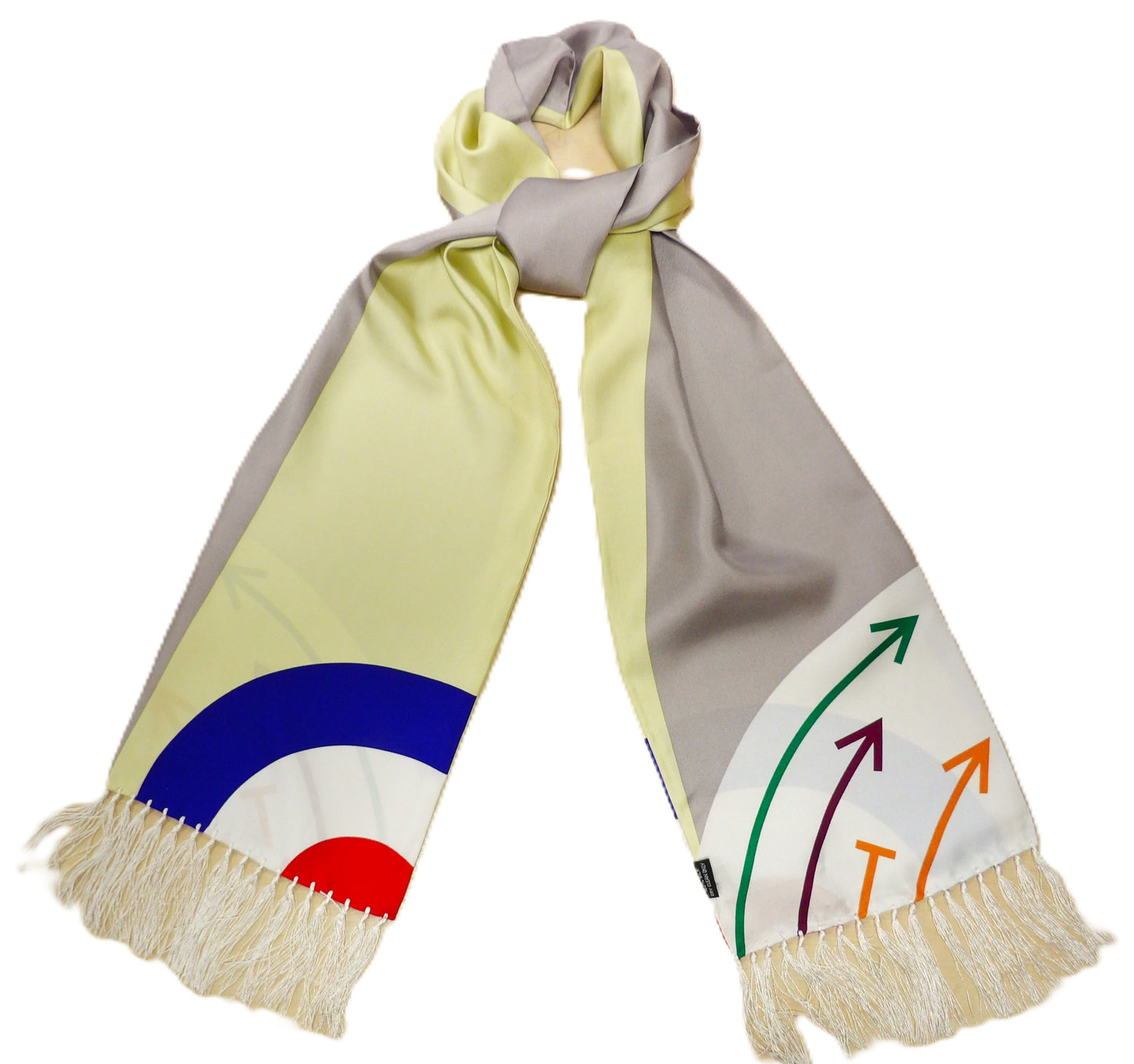 Knightsbridge Retro Mod 60's Silk Aviator Scarf 'Being Someone' Movie Cream & Grey