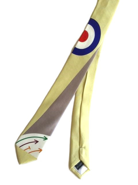 Knightsbridge Retro Mod 60's Slim Silk Tie & Pocket Square Set 'Being Someone' Movie Cream & Grey