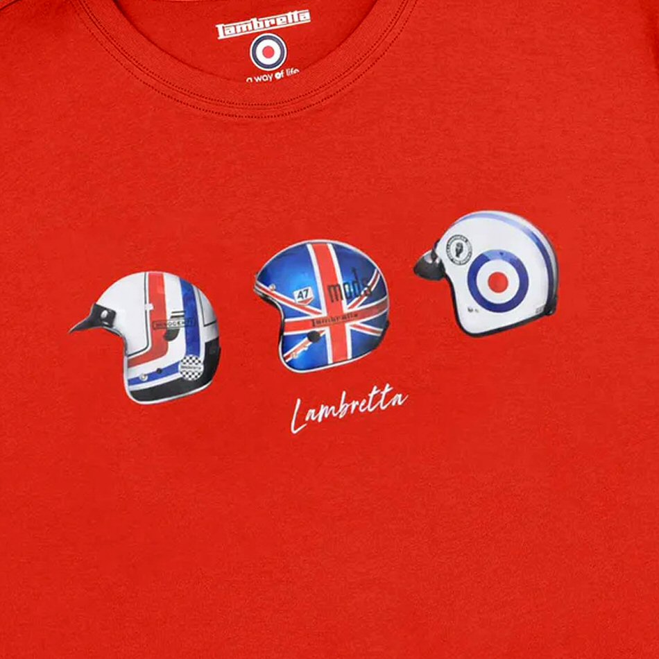 Lambretta Mod Scooter Helmet T-Shirt Red