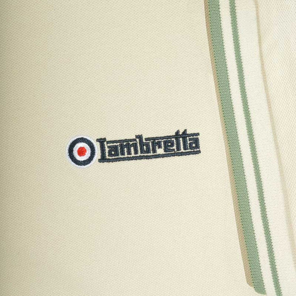 Lambretta Target Logo 3 Button Twin-Tipped Pique Polo Shirt Cream / Turquoise