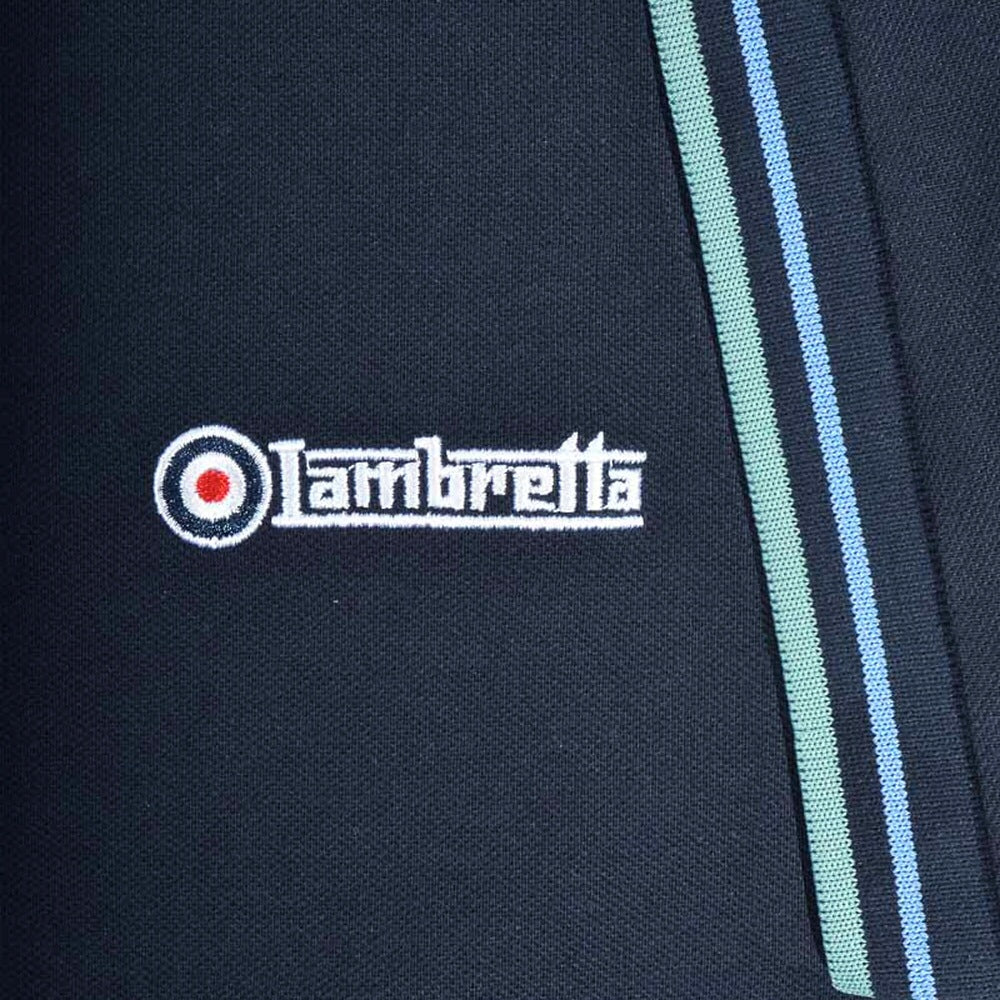 Lambretta Target Logo 3 Button Twin-Tipped Pique Polo Shirt Navy Blue / Mint