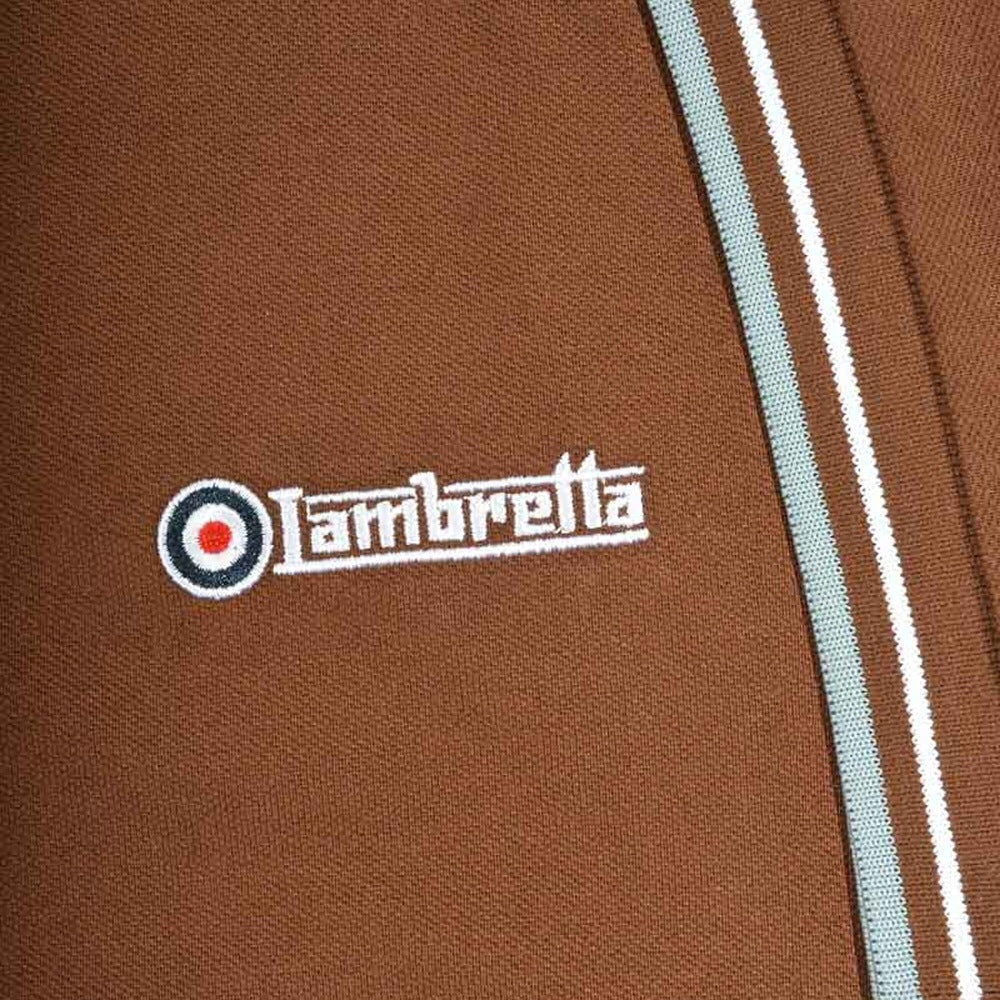 Lambretta Target Logo 3 Button Twin-Tipped Pique Polo Shirt Brick / Sky / White