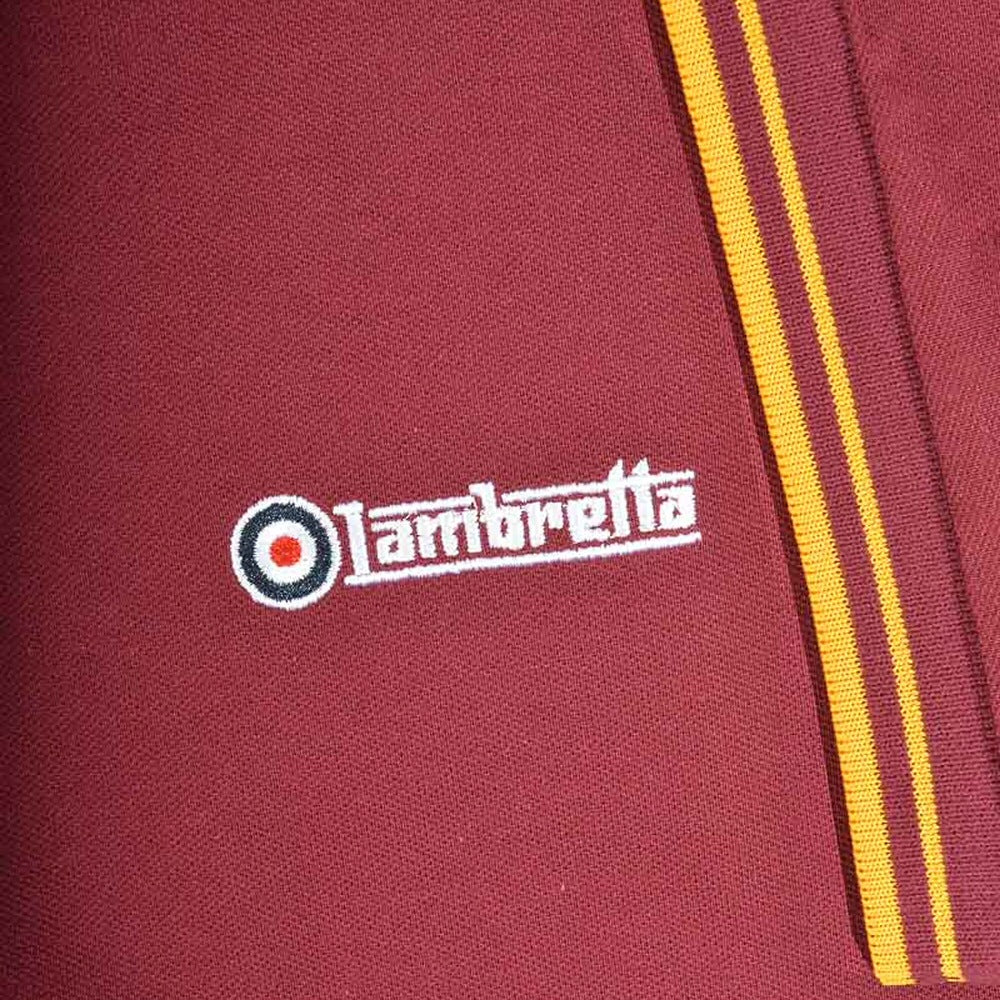 Lambretta Target Logo 3 Button Twin-Tipped Pique Polo Shirt Burgundy / Gold