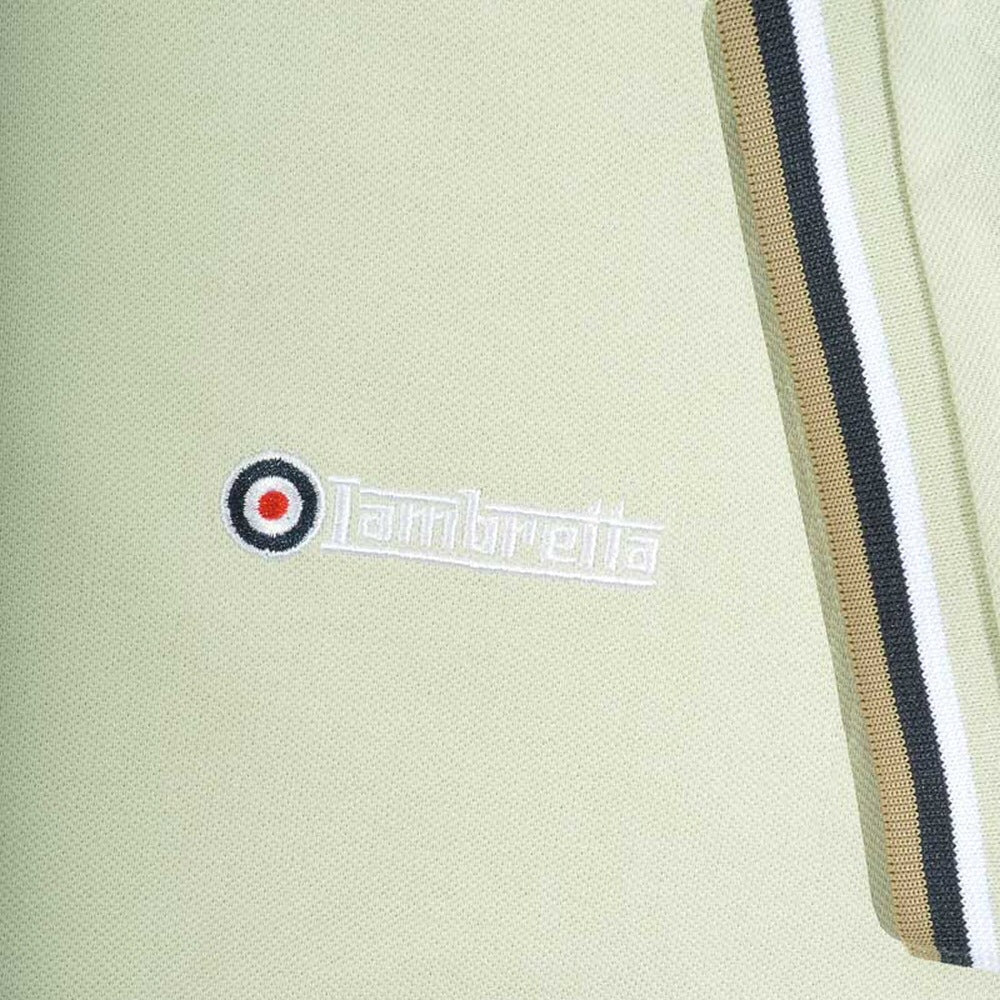 Lambretta Target Logo 3 Button Triple Tipped Pique Polo Shirt Duck Egg