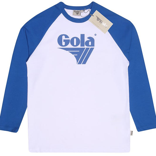 Gola Long Sleeve Raglan Top White And Retro Blue