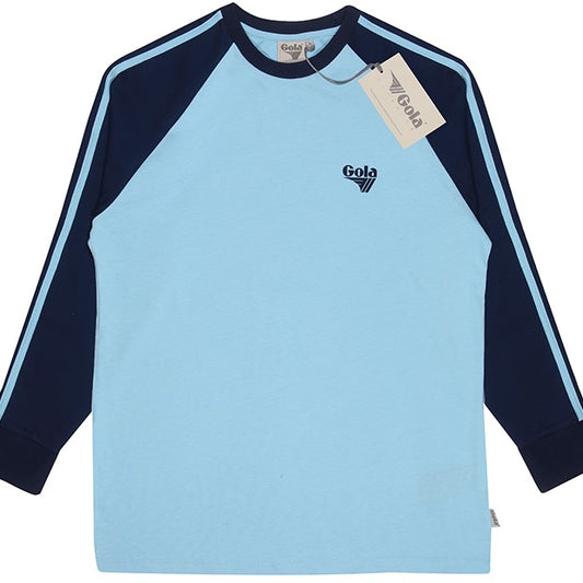 Gola Long Sleeve Raglan Twin Stripe Top Sky Blue