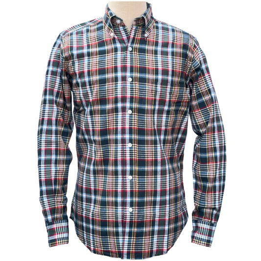Authentic Classic Madras Check Button Down Shirt Green Red