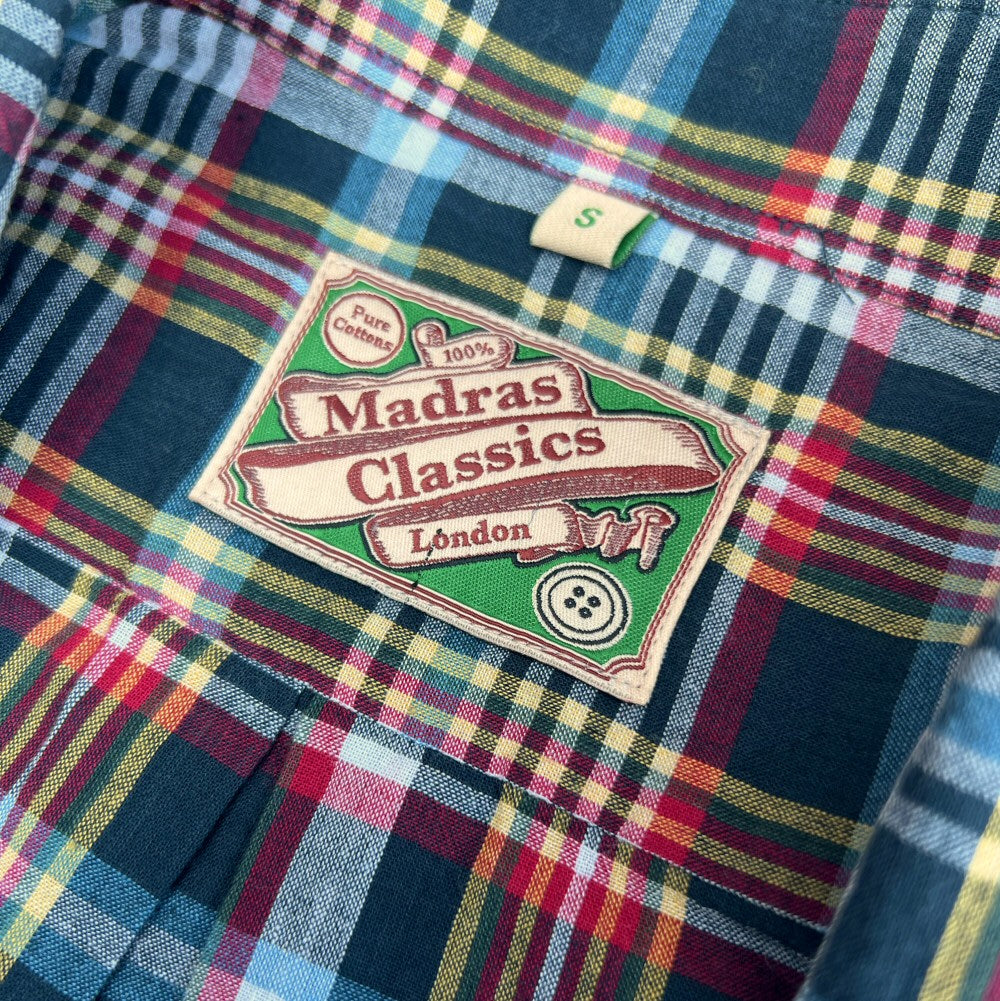 Authentic Classic Madras Check Button Down Shirt Green Red