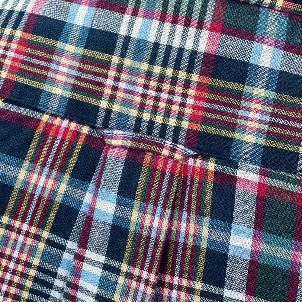 Authentic Classic Madras Check Button Down Shirt Green Red