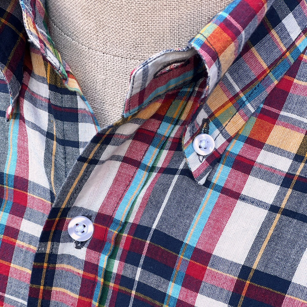 Authentic Classic Madras Check Button Down Shirt Multi Colour
