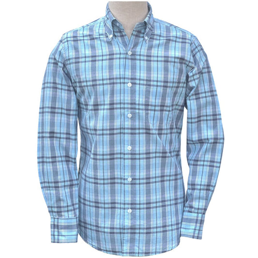 Authentic Classic Madras Check Button Down Shirt Sky Blue