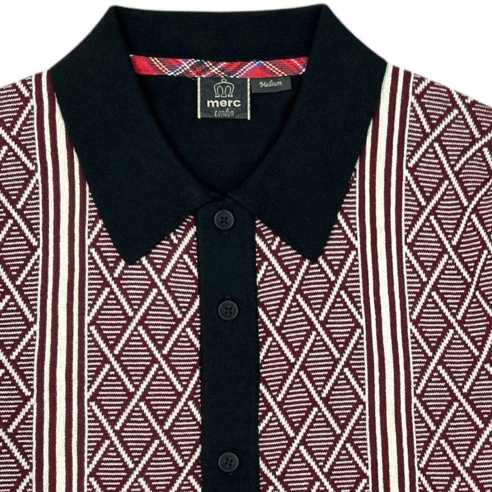 Merc London Jacquard Front Knit Cardigan Black