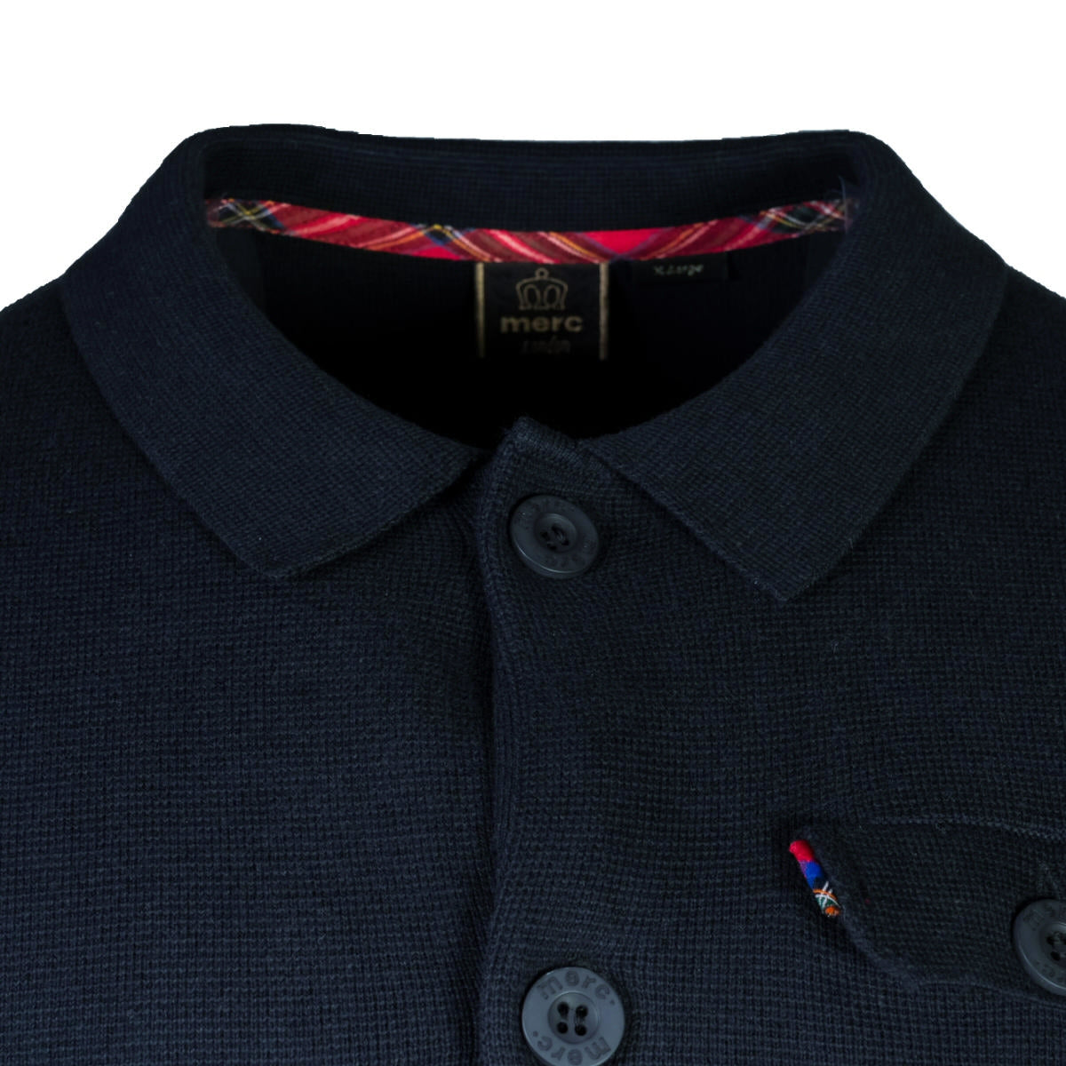 Merc London Button Through Knit Cardigan Navy