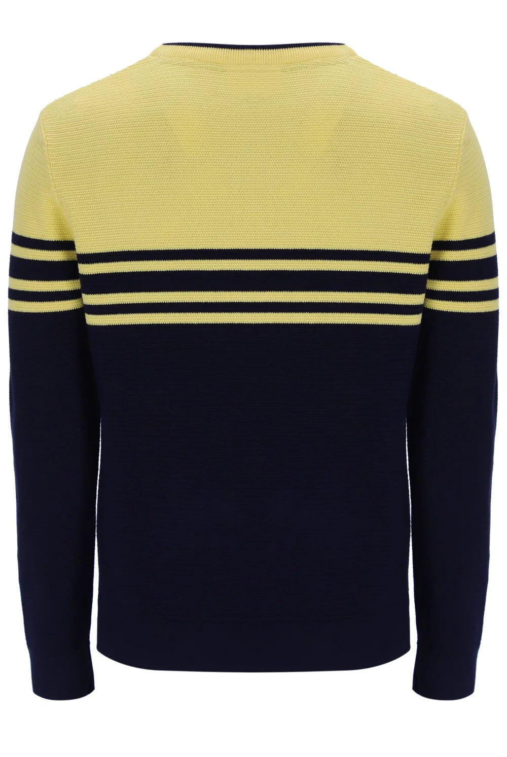 Fila Nate Crochet Texture Crew Neck Jumper Navy Yellow