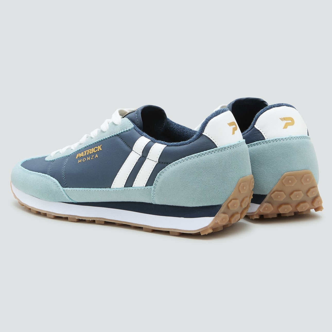 Patrick Monza Runner Trainer Nylon / Suede Blue and White