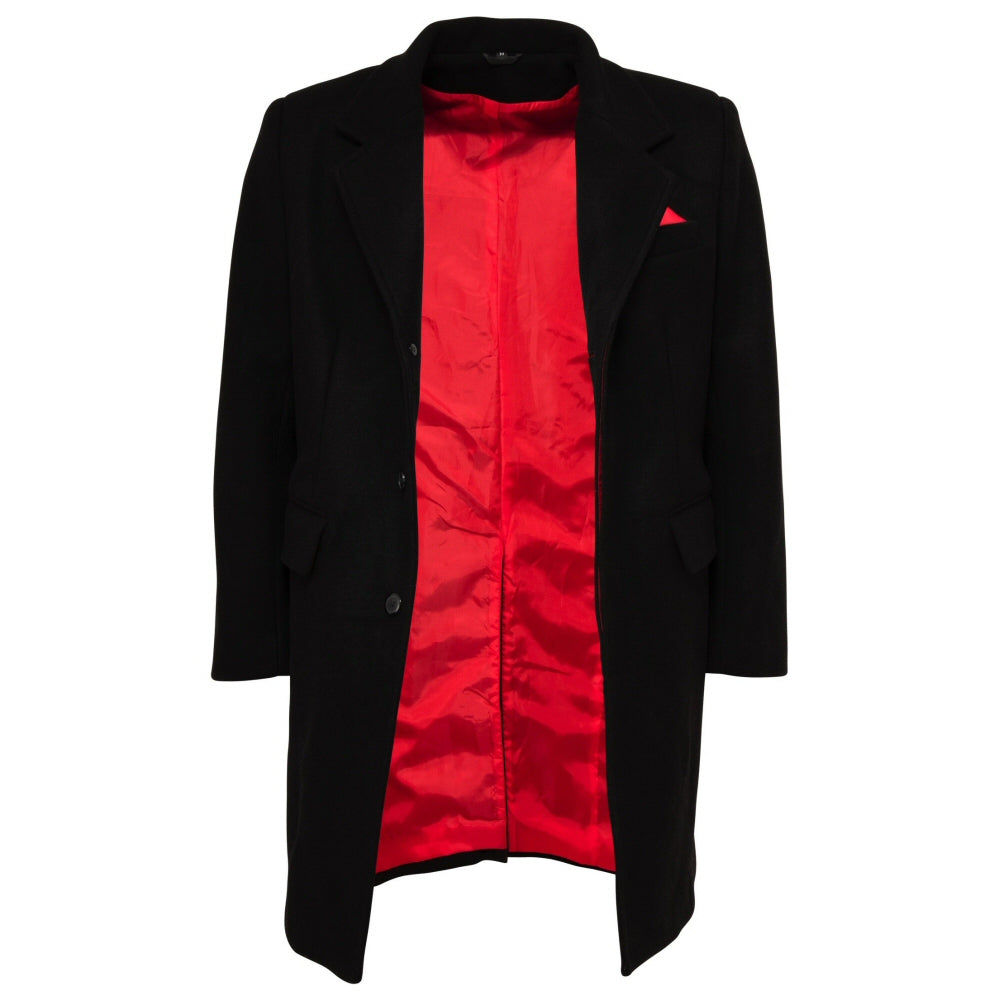 Relco Mod Skin Retro Melton Wool Overcoat Black