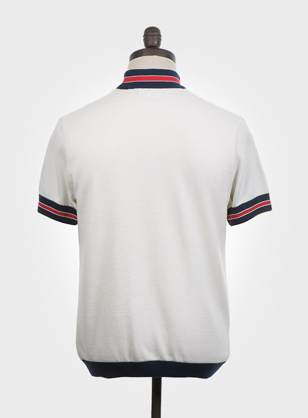 Art Gallery Fine Gauge Knit Block Stripe Turtle Neck Off White