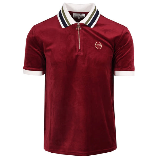 Sergio Tacchini Mahony Velour 1/4 Zip Polo Burgundy