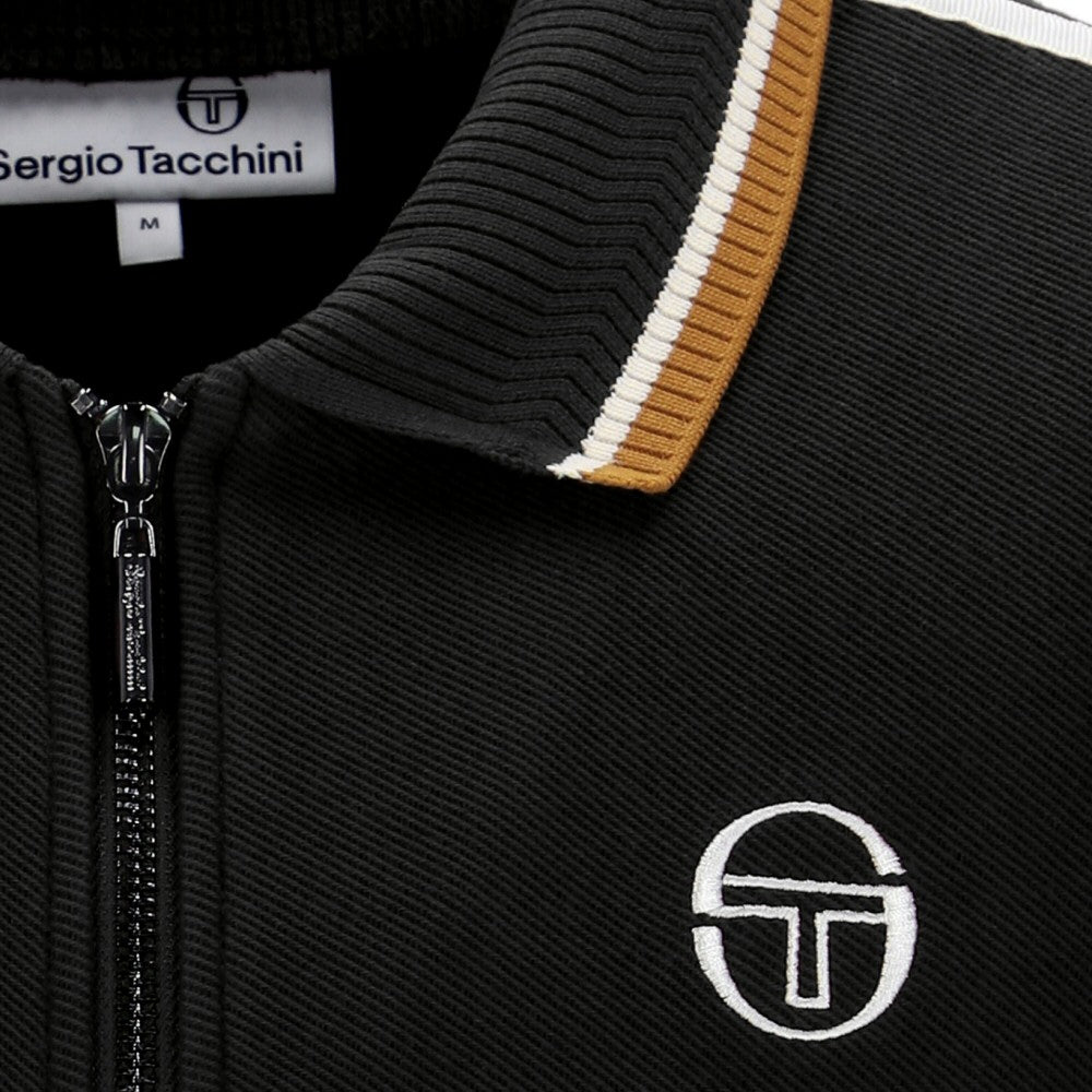 Sergio Tacchini Twin Stripe Sleeve Twill Track Top Black
