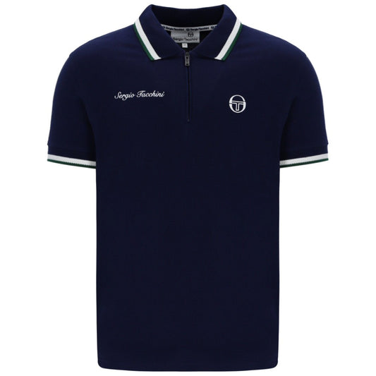 Sergio Tacchini Zip Neck Twin Tipped Polo Shirt Navy
