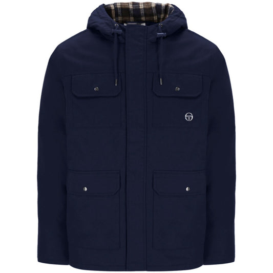 Sergio Tacchini Four Pocket Hooded Twill Parka Navy