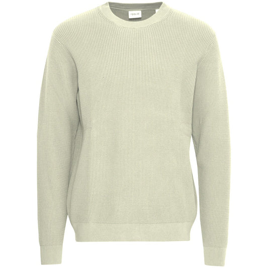 Solid Moss Stitch Crew Neck Pullover Oatmeal