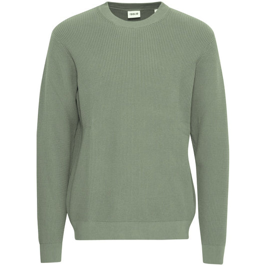 Solid Moss Stitch Crew Neck Pullover Light Olive