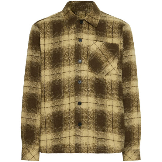 Solid Heavyweight Check Overshirt Jacket Brown