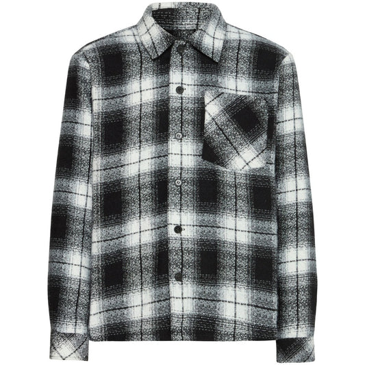 Solid Heavyweight Check Overshirt Jacket Black