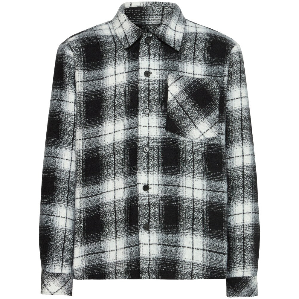 Solid Heavyweight Check Overshirt Jacket Black