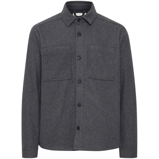 Solid Heavyweight Flannel Overshirt Jacket Grey