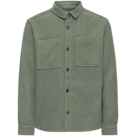 Solid Heavyweight Flannel Overshirt Jacket Donkey Brown