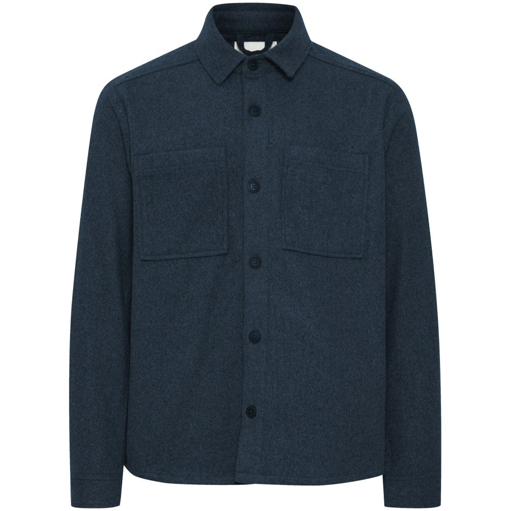 Solid Heavyweight Flannel Overshirt Jacket Navy Blue
