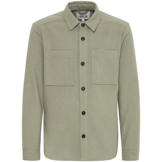 Solid Heavyweight Flannel Overshirt Jacket Neutral Green