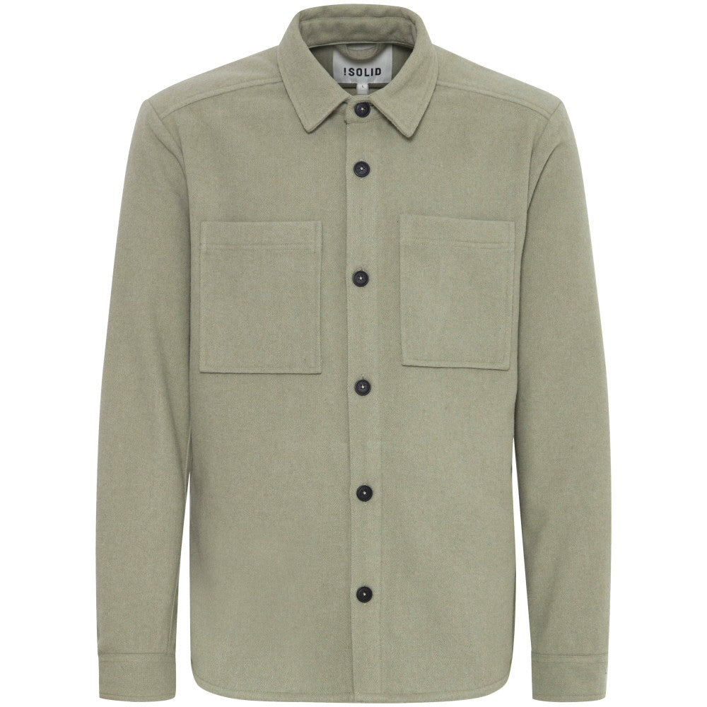 Solid Heavyweight Flannel Overshirt Jacket Neutral Green