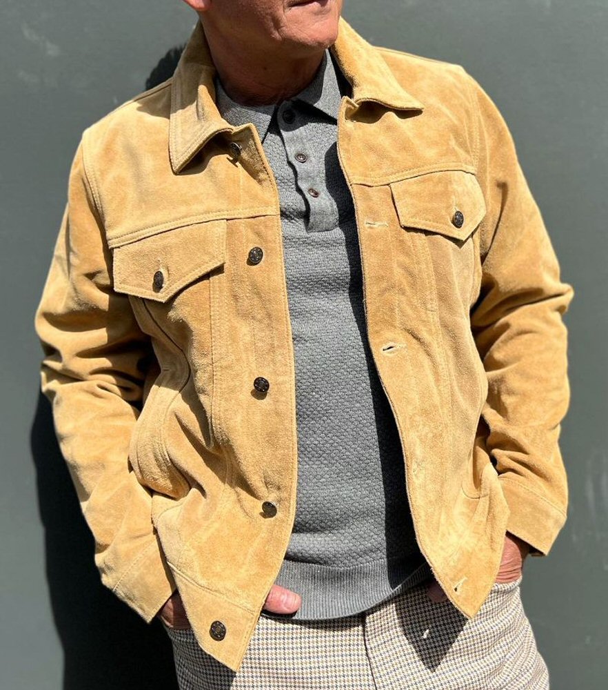 Adaptor Clothing Suede Trucker Jacket Caramel