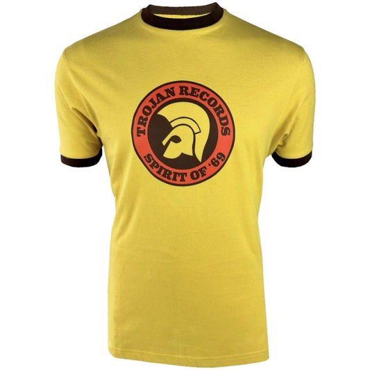 Trojan Records Spirit Of '69 Print Ringer T-Shirt Mustard