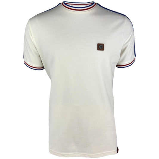 Trojan Records 3 Colour Tipped Pique T-Shirt Ecru